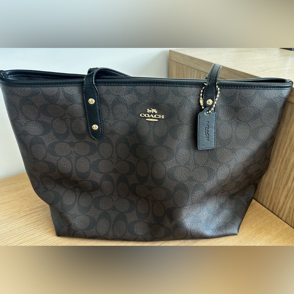 Coach Black and Brown Signature Tote